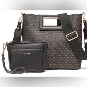 Calvin Klein Eira Mini Signature Crossbody in Black